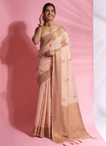 Peach Colour Aarna Silk Rajyog New Latest Designer Ethnic Wear Cotton Saree Collection 7101